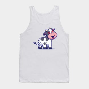 Cute Cow Falling In Love Cartoon Tank Top